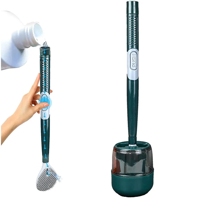 Household punch-free wall hanging long handle silicone toilet brush