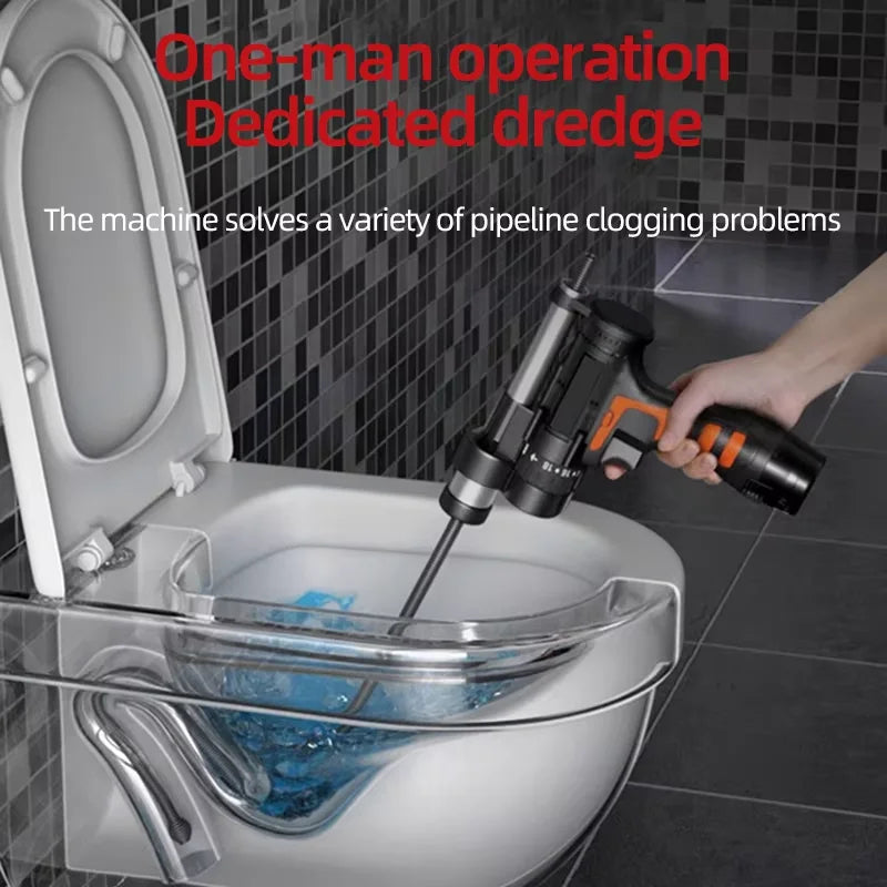 Electric Drain Auger - Electric Toilet Clog Remover High Feed Force Versatile Automatic Clamping Release for Cleaning