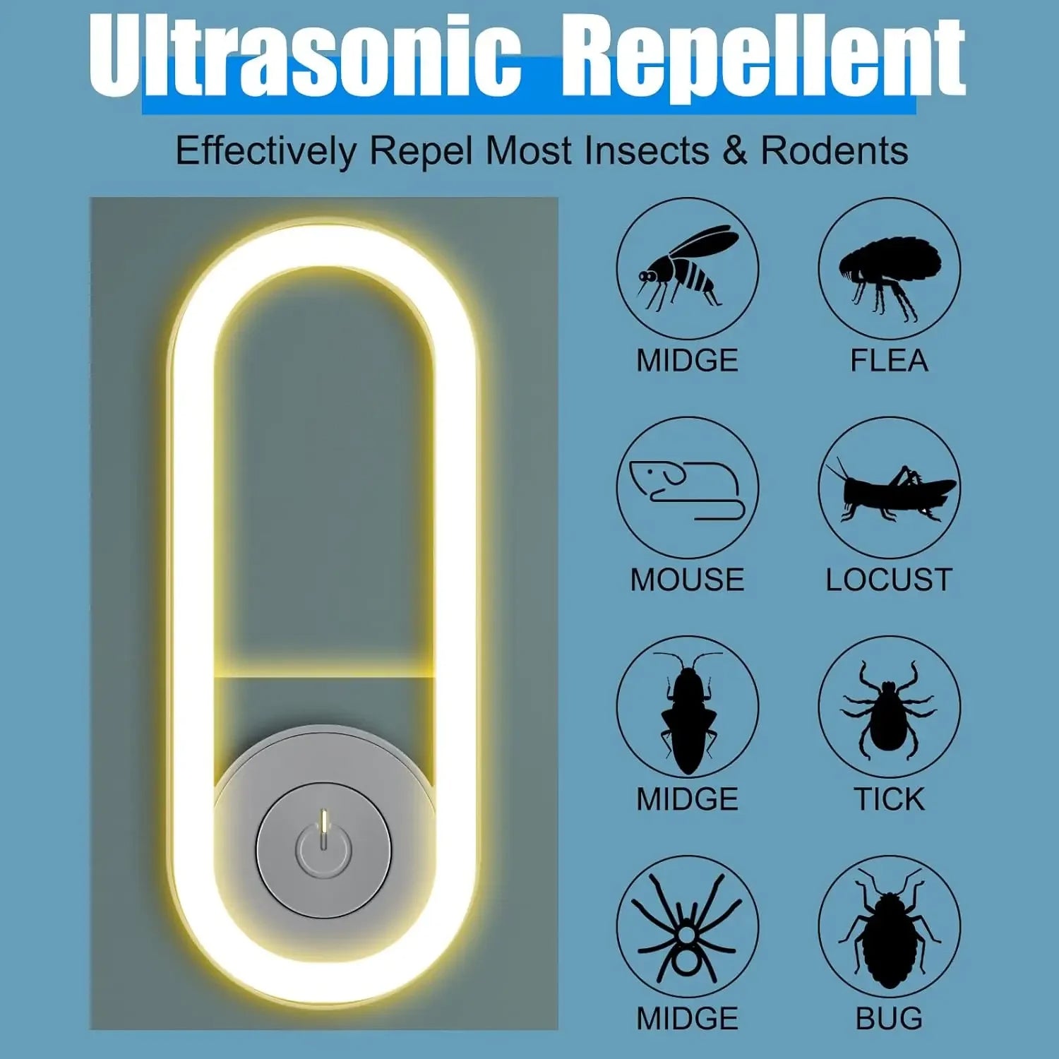 Ultrasonic LED Mosquito Repellent Night Light