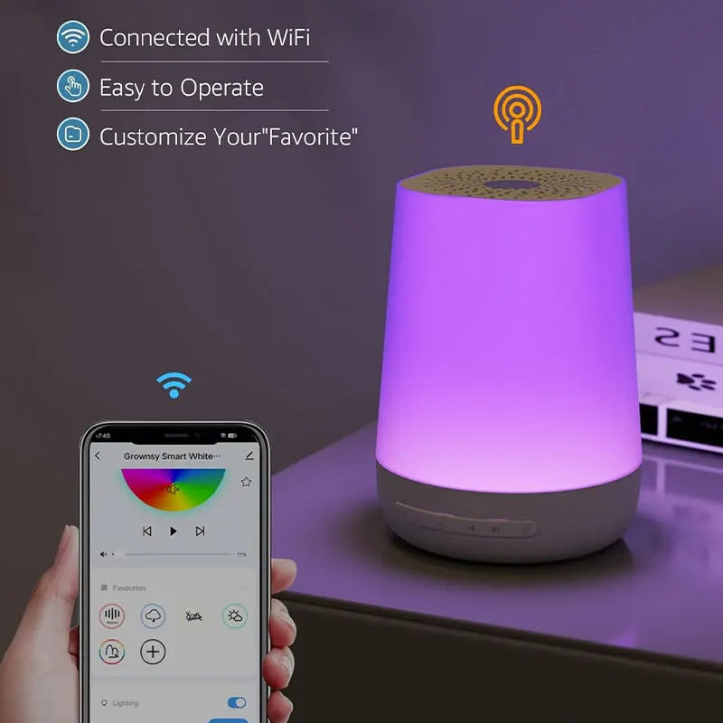 SleepHaven Pro – Smart White Noise Machine with App Control, Voice Assistant Integration, and Custom Lighting for Restful Sleep