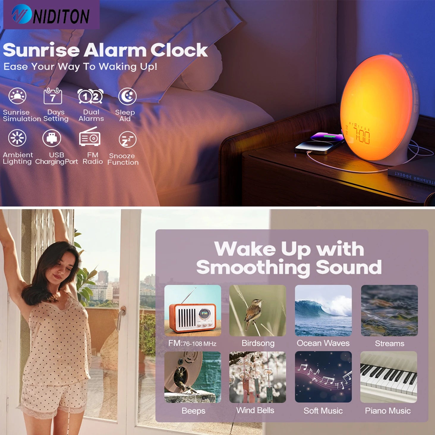 Sunrise Alarm Clock – Smart & Multifunctional Wake-Up Light