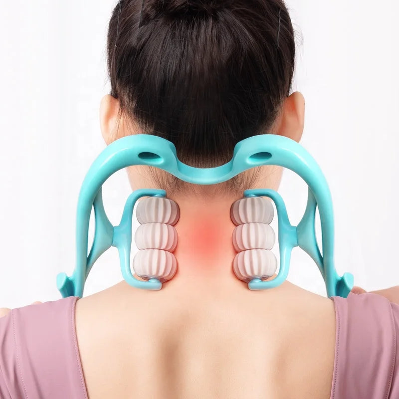 Manual Neck and Shoulder Massager with Kneading Rollers