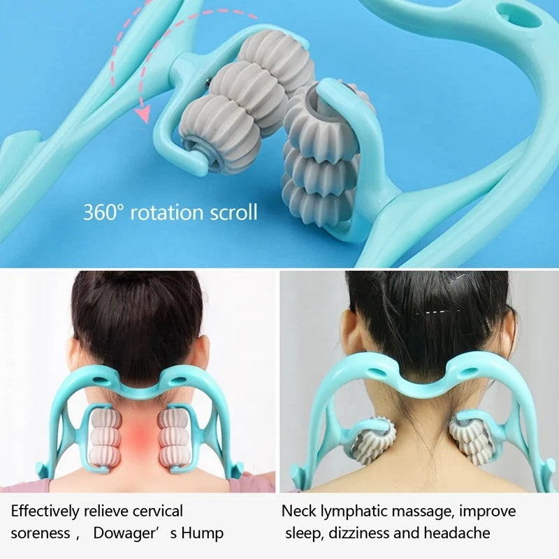 Manual Neck and Shoulder Massager with Kneading Rollers