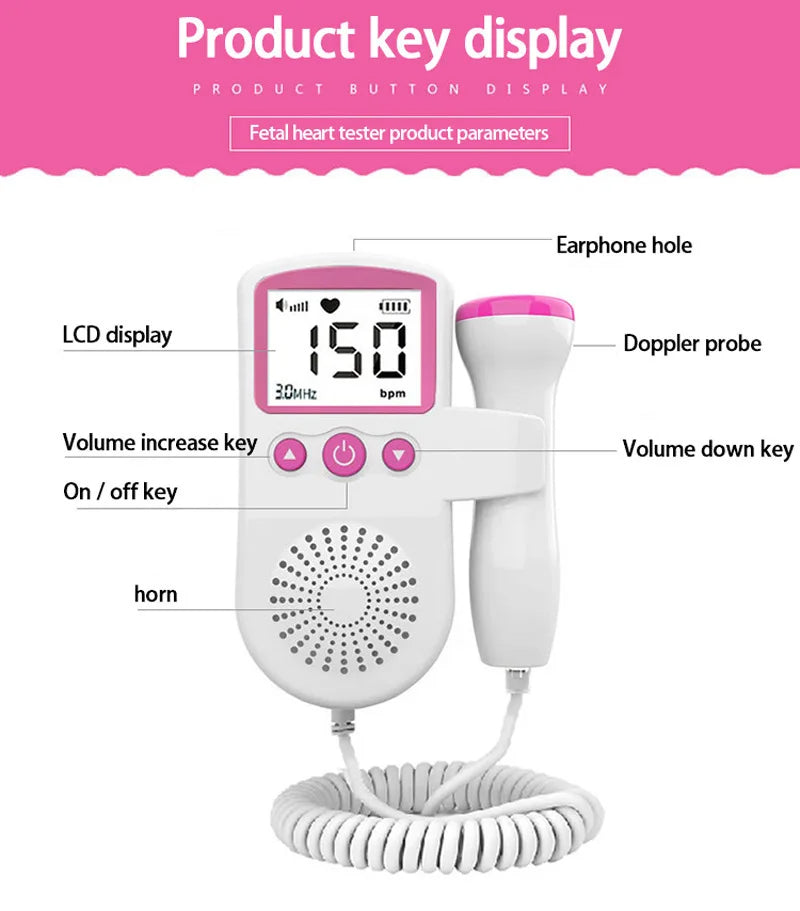 Doppler Pregnancy Fetal Baby Heart Rate Monitor