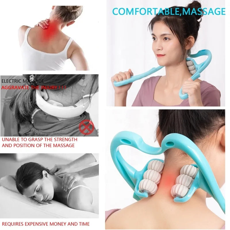 Manual Neck and Shoulder Massager with Kneading Rollers
