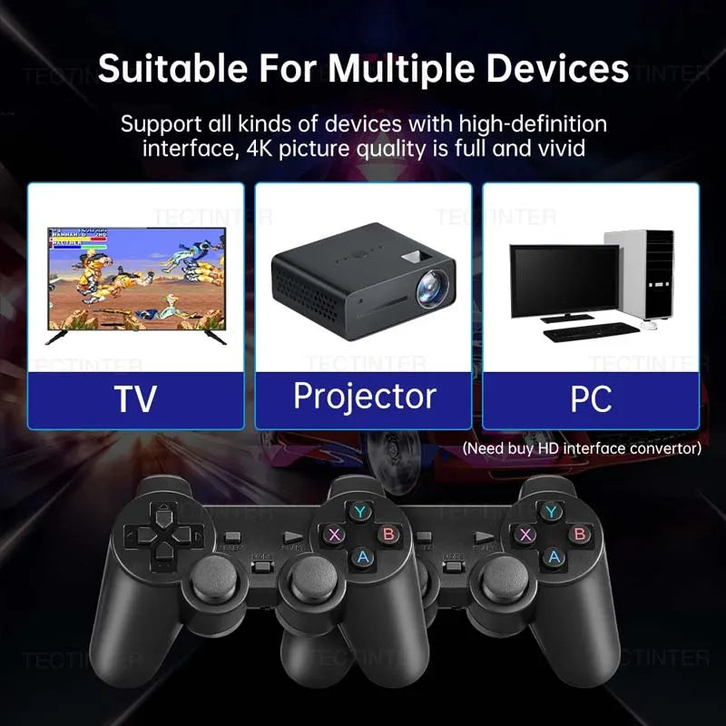 HDMI 4K TV Game Stick Console | 64GB with 20,000+ Retro Games & 2 Wireless Gamepads