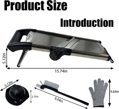 Professional Mandoline Slicer – Adjustable Stainless Steel Vegetable Cutter with Safety Guard & Gloves