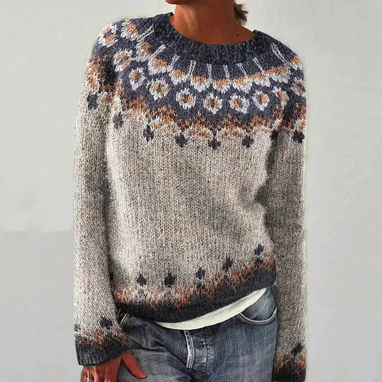 Nordic Fair Isle Sweater | Traditional Floral Pattern