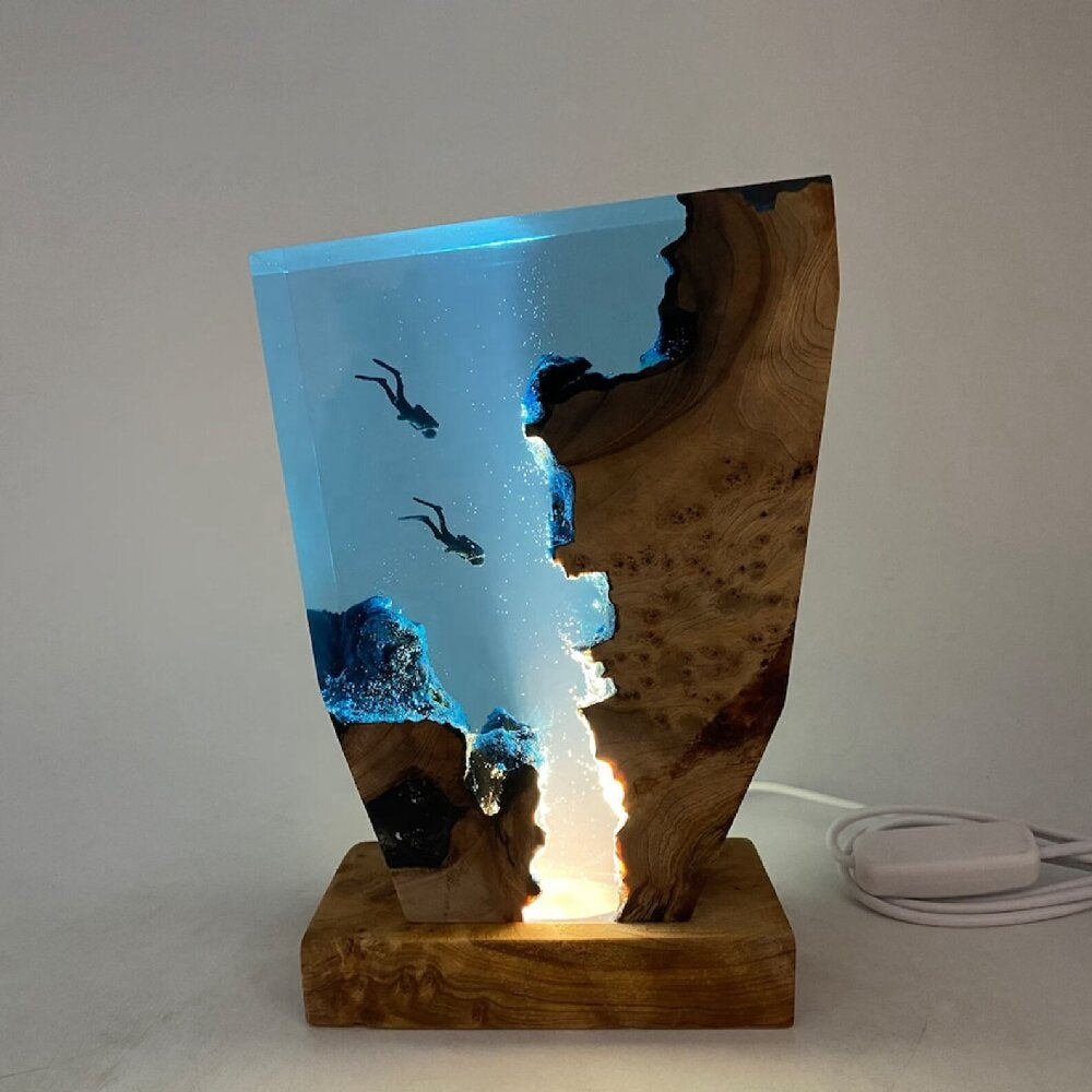 Elegant Table Lamp with Ocean Diver