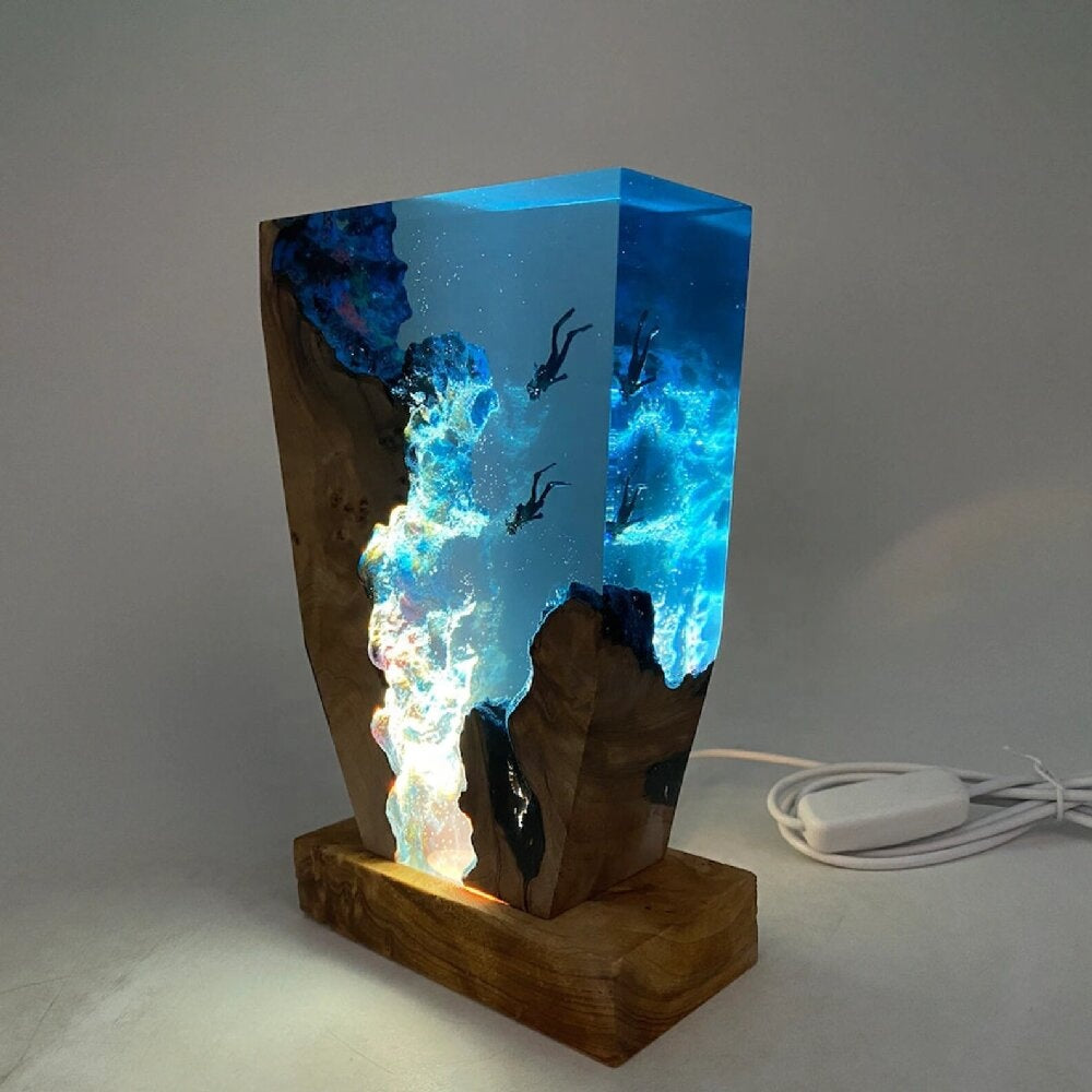 Elegant Table Lamp with Ocean Diver