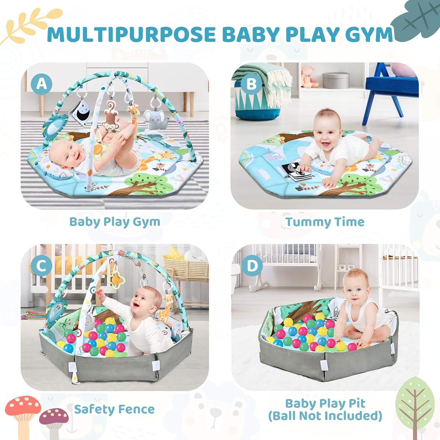 Baby Activity Play Mat | 8-in-1 Sensory Development Center