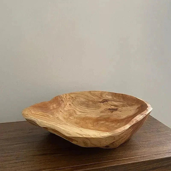 Carved Natural Wood Fruit Bowl