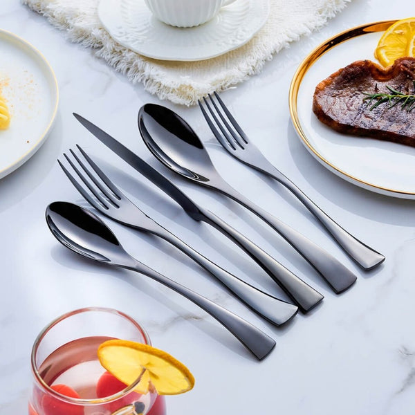 Elegant Black Stainless Steel Cutlery Set