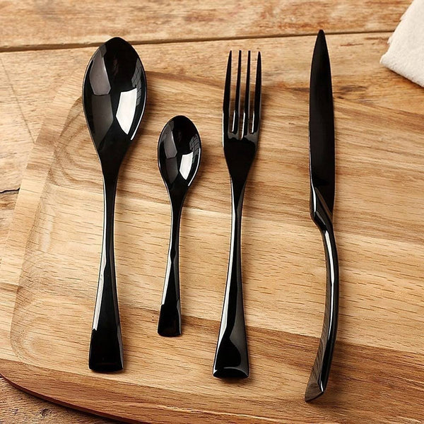 Elegant Black Stainless Steel Cutlery Set