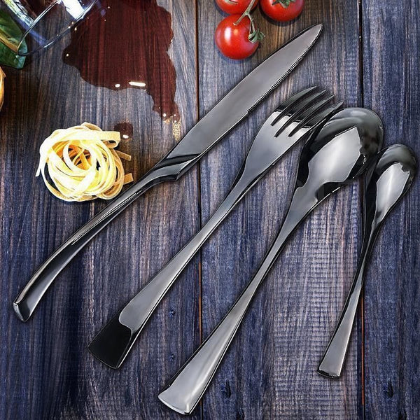 Elegant Black Stainless Steel Cutlery Set