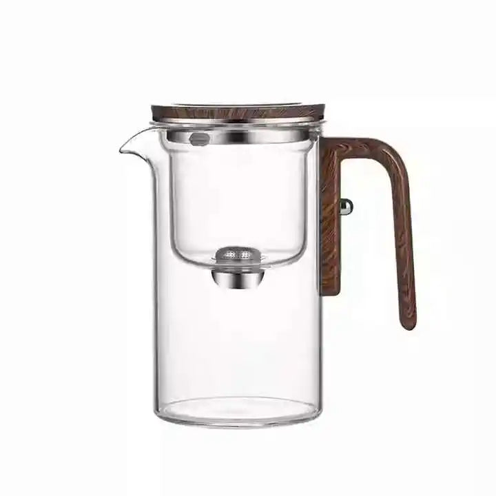 Théière en Verre avec Poignée en Bois