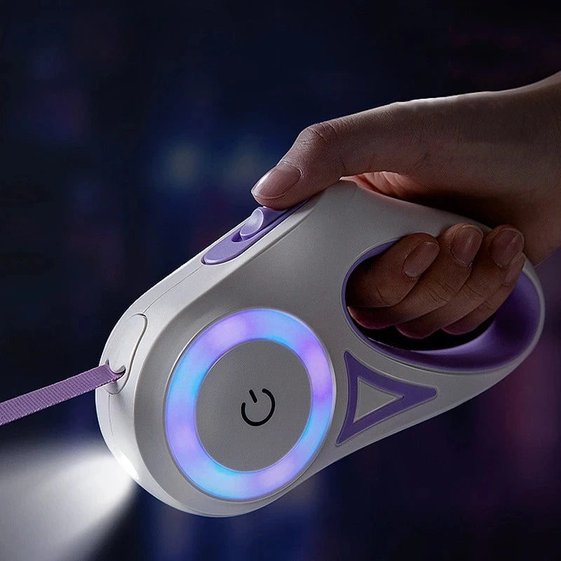 Laisse rétractable pour chien avec lampe de poche