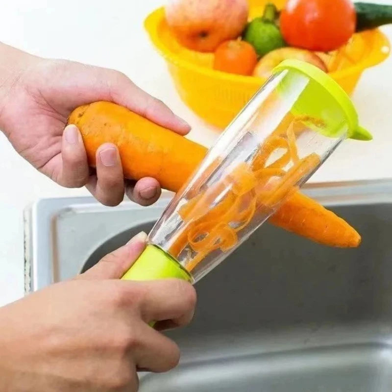 Éplucheur Multifonction pour Pommes et Légumes avec Tube de Rangement