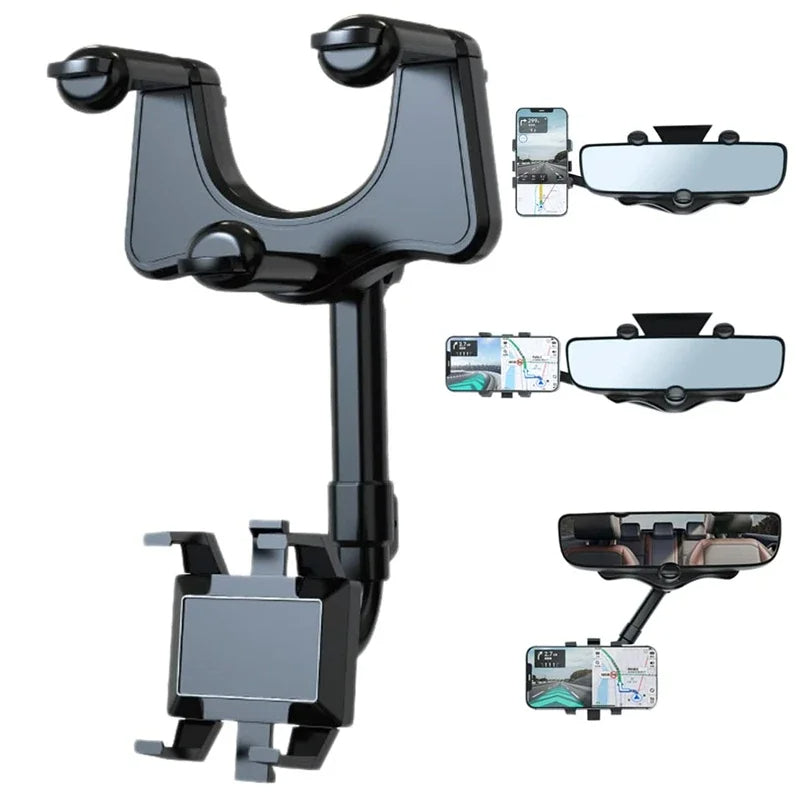 Support de Téléphone Voiture Rotatif et Rétractable – Support Téléphone Rétroviseur 360 Degrés