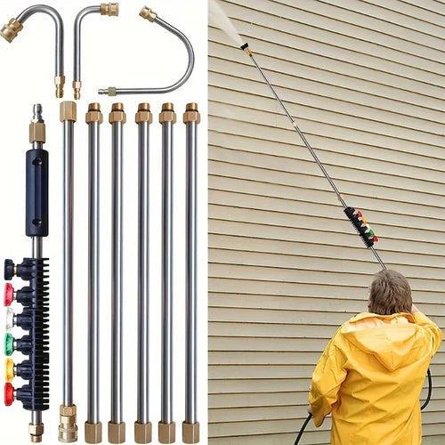 Ensemble de lance télescopique haute pression 4000 PSI pour nettoyage des gouttières, toitures, canalisations et murs