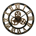 Oversized Roman Numeral Industrial Wall Clock - Black Metal Steampunk