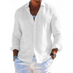 Chemise décontractée pour homme en lin mélangé