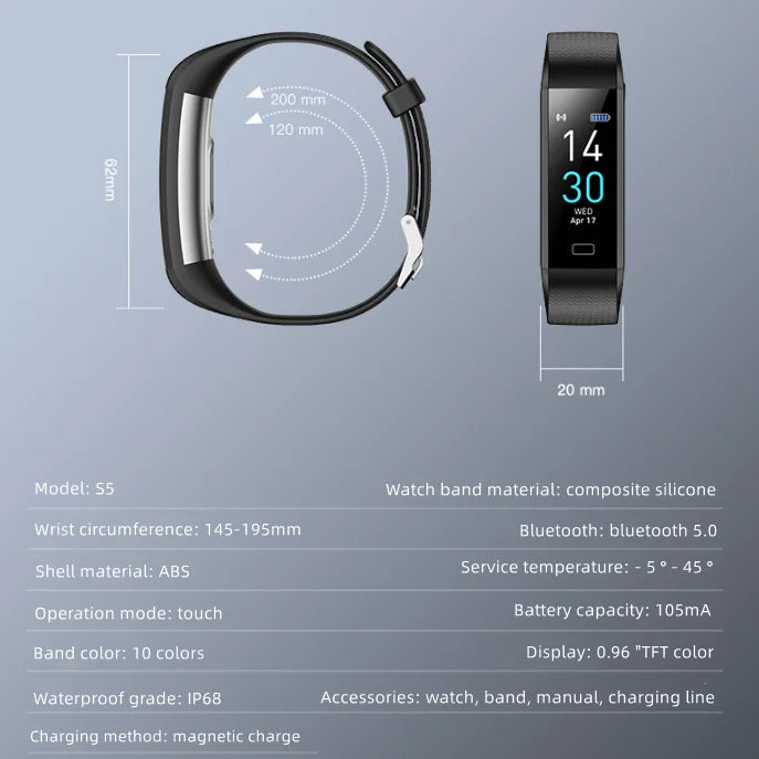 Montre Intelligente avec Moniteur de Tension Artérielle et Fréquence Cardiaque