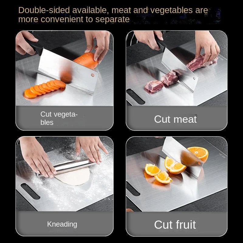 Planche à Découper en Acier Inoxydable – Antibactérienne et de Qualité Alimentaire
