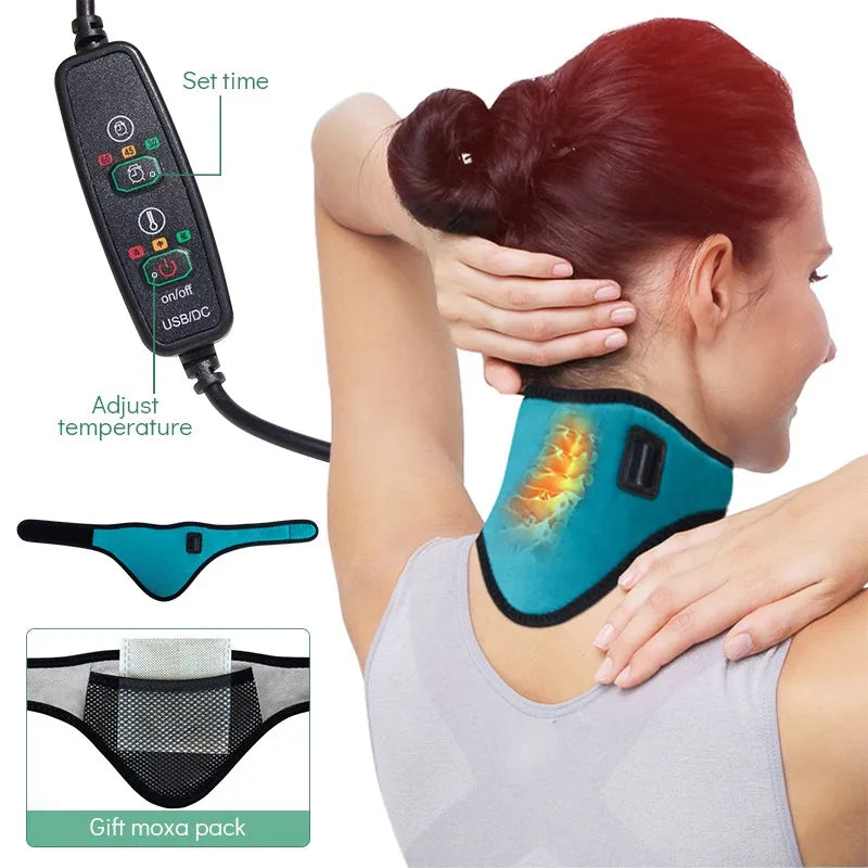 Collier Cervical Électrique Chauffant pour Soulagement de la Douleur