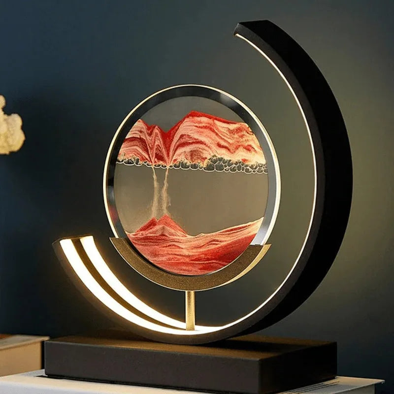 Paysages Sablés Profonds : Art du Sable Illuminé pour une Décoration Intérieure Apaisante