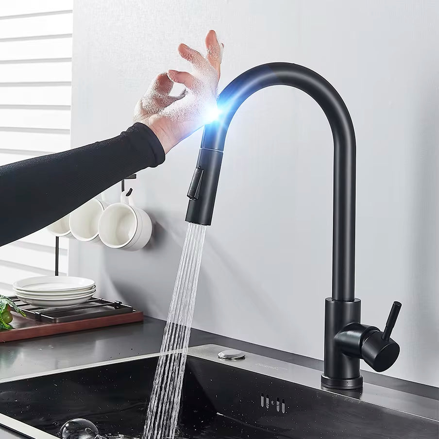 Robinet de Cuisine à Capteur Tactile avec Pulvérisateur Extractible – Design Intelligent et Moderne