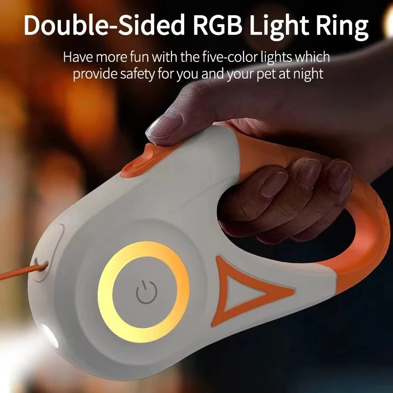 Laisse rétractable pour chien avec lampe de poche