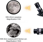 Télescope astronomique professionnel – Observation de la Lune avec trépied et table – Zoom 150x