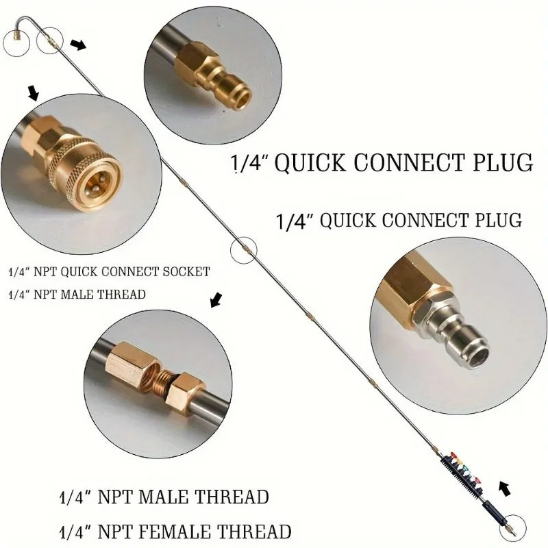 4000 PSI Telescoping High Pressure Washer Wand Set for Gutter & Roof Drainage & Walls Cleaning