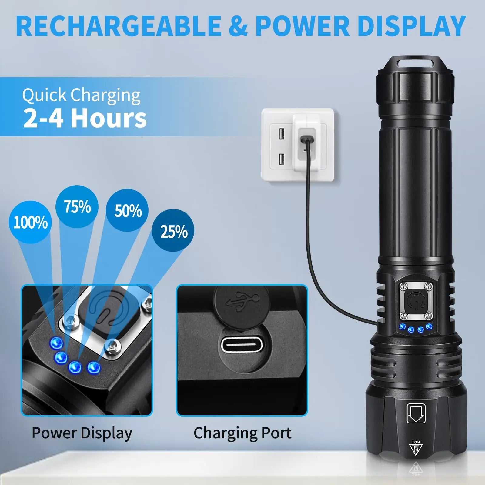 Lampe torche la plus puissante 90000 lumens XHP50.2