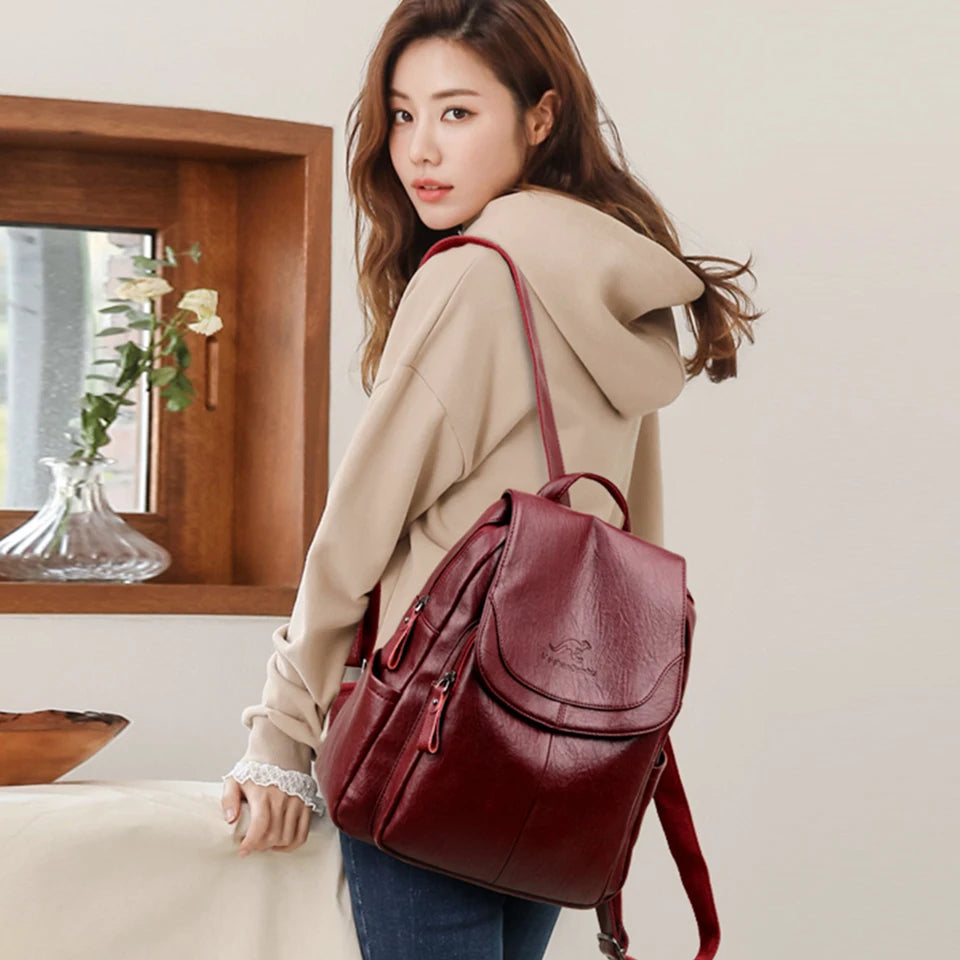 Anti theft Mini Leather Backpack for Women