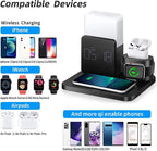 4 In 1 Fast Wireless Charger Station Alarm Clock with Lamp for Apple
