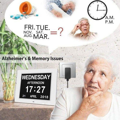Horloge Digitale de Jour pour Seniors – Écran 7" avec 12 Alarmes, Idéale pour la Démence et la Perte de Mémoire