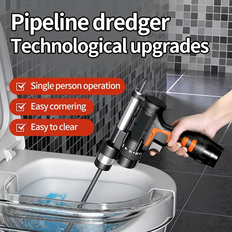 Electric Drain Auger - Electric Toilet Clog Remover High Feed Force Versatile Automatic Clamping Release for Cleaning