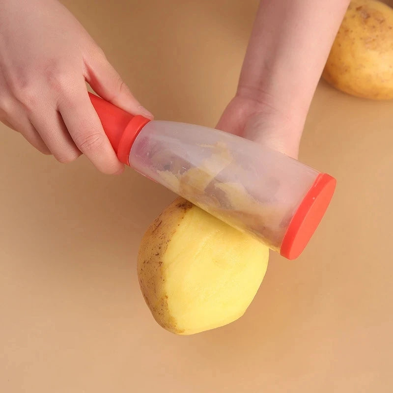 Éplucheur Multifonction pour Pommes et Légumes avec Tube de Rangement