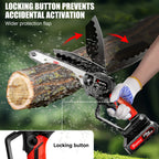 Mini Chainsaw 6 Inch - Powerful Cordless Rechargeable Handheld Small Electric Saw