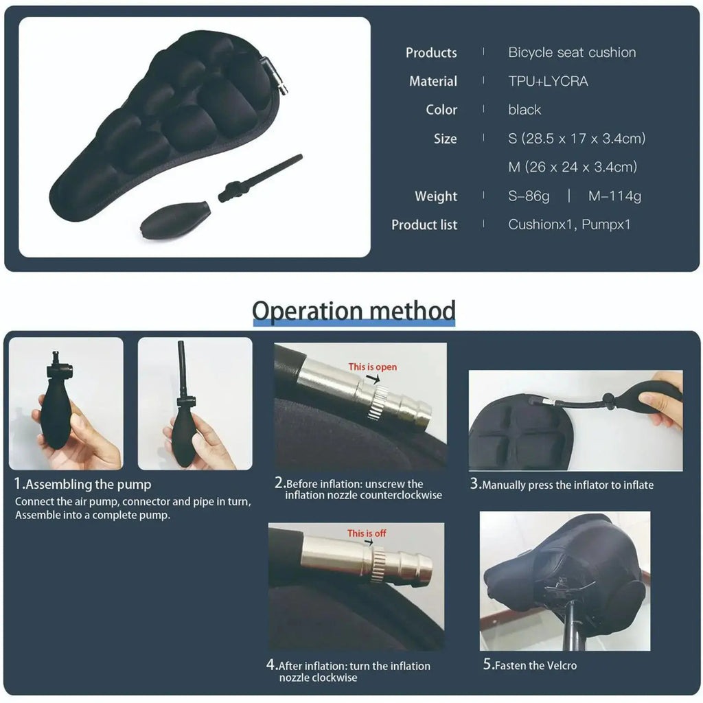 Coussin de siège de vélo à décompression