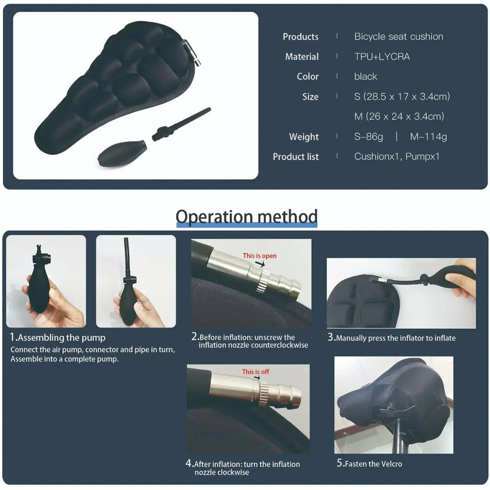 Coussin de siège de vélo à décompression