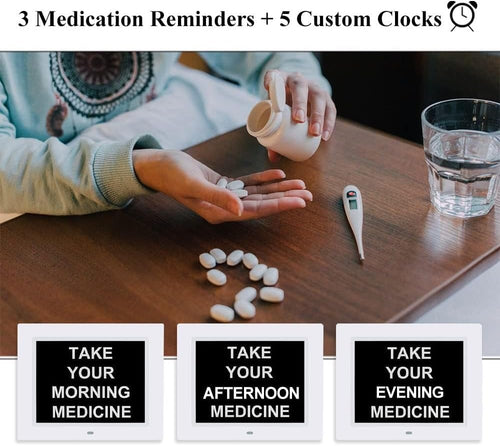 Horloge Digitale de Jour pour Seniors – Écran 7" avec 12 Alarmes, Idéale pour la Démence et la Perte de Mémoire