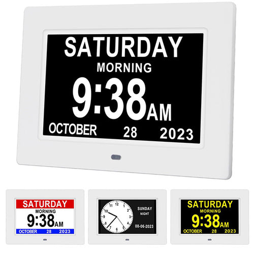 Horloge Digitale de Jour pour Seniors – Écran 7" avec 12 Alarmes, Idéale pour la Démence et la Perte de Mémoire