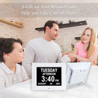 Horloge Digitale de Jour pour Seniors – Écran 7" avec 12 Alarmes, Idéale pour la Démence et la Perte de Mémoire