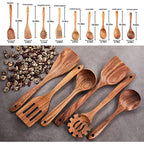 Premium Natural Teak Wood Kitchen Utensils – Eco-Friendly, Non-Toxic Cooking Spoons, Cookware for Home Everyday Use