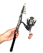 Canne à pêche télescopique en carbone avec moulinet – Kit complet