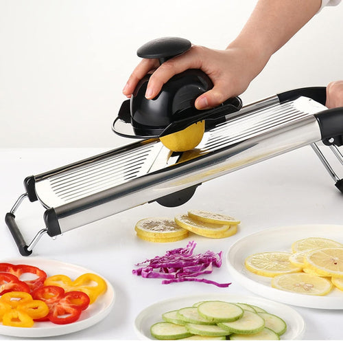 Mandoline Professionnelle – Coupe-Légumes en Acier Inoxydable Réglable avec Garde de Sécurité et Gants