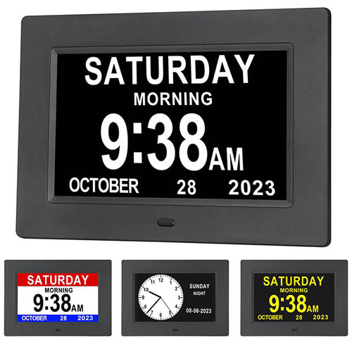 Horloge Digitale de Jour pour Seniors – Écran 7" avec 12 Alarmes, Idéale pour la Démence et la Perte de Mémoire
